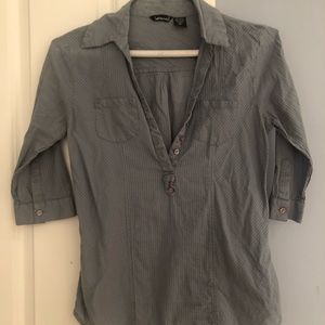 Gray Grey Quarter Button Up Quarter Sleeve